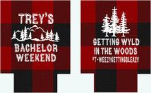 Load image into Gallery viewer, Buffalo Plaid Bachelor Party Huggers. Plaid Bachelor or Birthday Party Favors. Mountain Bachelor Party Favors! Ski Vacation favors!

