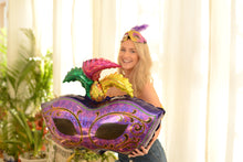 Load image into Gallery viewer, NOLA Bachelorette Party Decoration | NOLA large Mask Balloon | Large New Orleans Birthday Party Balloon l Mardi Gras Party! NOLA decor
