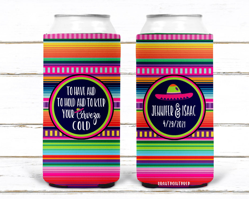 Fiesta Slim Party Huggers. Mexican Party Favors. Slim Can Fiesta Birthday Party Favors! Bachelorette Fiesta Favors! Slim Can Bachelorette!
