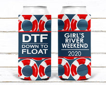 Load image into Gallery viewer, Floats Slim party huggers. Skinny can party favors. Personalized Birthday or Bachelorette Party Favors. Slim Can USA float party favors!
