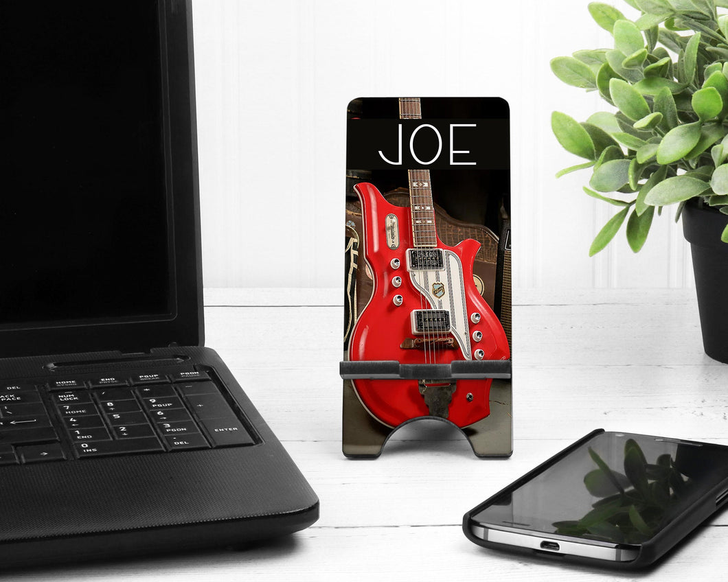 Electric Guitar Cell Phone Stand. Personalized Gift Guitar Lover. Custom Guitar gift! Guitar themed present. Gift for dad! Musician Gift!