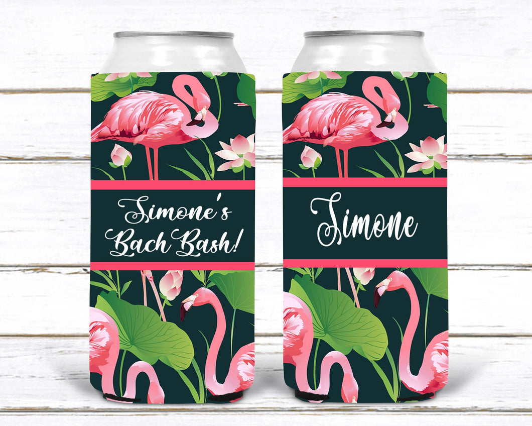Flamingo Beverage Huggers. Flamingo Slim Can Party Favors. Custom Flamingo Birthday or Bachelorette Party Favors. Flamingle Party Favors!