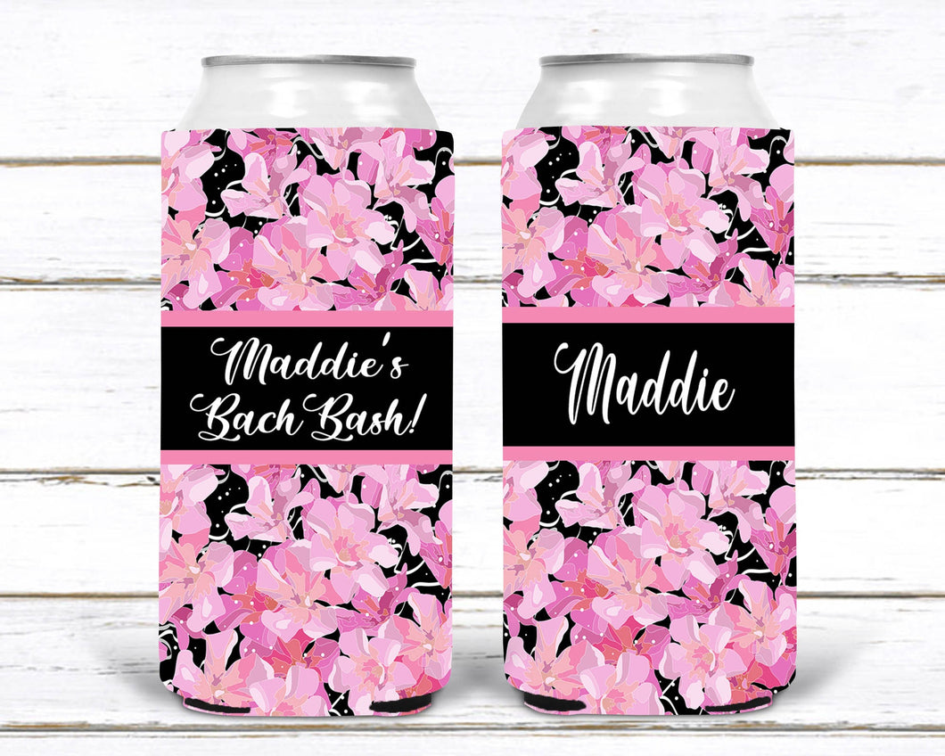 Floral Slim party huggers. Skinny can party favors. Custom Birthday or Bachelorette Party Favors. Charleston and Savannah Bachelorette!