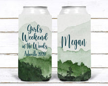 Load image into Gallery viewer, Mountain Party Can Huggers. Slim Can Wedding Favors. Asheville Bachelorette Favors. Colorado Bachelorette Party Huggers! Mountain Wedding
