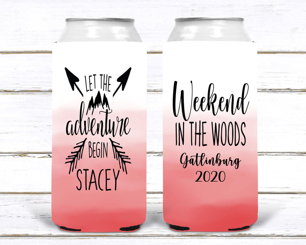 Slim Camping Party Huggers. Bachelorette or Girls Weekend Camping Favors! Glamping Party. Slim Mountain Birthday Favors! Slim Camp Birthday.