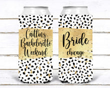 Load image into Gallery viewer, Gold &quot;Glitter&quot; Party Huggers. Slim Can Party. Personalized Bachelorette Party favors. Birthday Party Favors! White and Gold favors.
