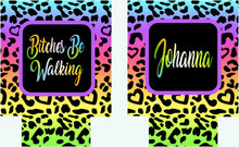 Load image into Gallery viewer, 80&#39;s Theme Party Huggers. Neon 80&#39;s Birthday or Bachelorette Huggers. Retro Birthday Coolies. Leopard Print favors!  Dirty 30 party!
