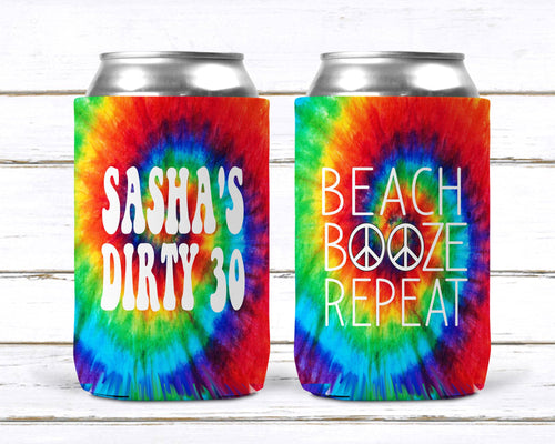 Tie Dye Party Huggers. Hippie 70's tie dye Birthday Party Huggers. Dirty 30 Birthday Party Favors. 70's theme Party Favors. Tie Dye Party