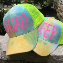 Load image into Gallery viewer, Tie Dye Trucker Hat | Bachelorette Trucker Hat | Bachelorette Party Hat | Tie Dye Party Hat | Bride to Be Hat | Bride Hat | Retro Hippie Hat
