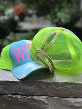 Load image into Gallery viewer, Tie Dye Trucker Hat | Bachelorette Trucker Hat | Bachelorette Party Hat | Tie Dye Party Hat | Bride to Be Hat | Bride Hat | Retro Hippie Hat
