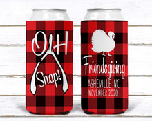 Load image into Gallery viewer, Friendsgiving Plaid Slim Party Huggers. Plaid Thanksgiving Party Favors. Turkey Party Favors! Friendsgiving Party! Plaid Skinny can favors!
