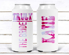 Load image into Gallery viewer, Tie Dye Party Huggers. Hippie 70&#39;s tie dye Birthday Party Huggers. Dirty 30. 70&#39;s theme Party. The Bride. Slim Can.
