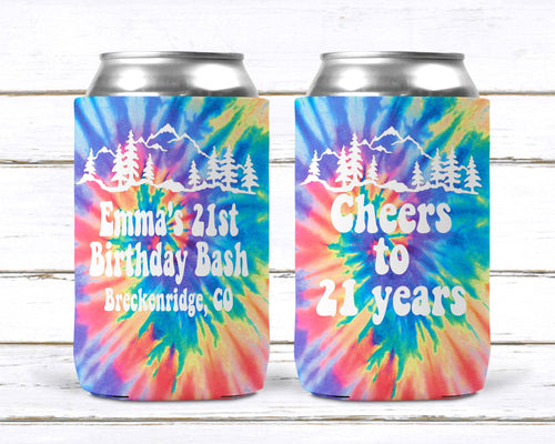 Tie Dye Party Huggers. Hippie 70's tie dye Birthday Party Huggers. Mountain Birthday Favors. 70's theme Party. Camping Tie Dye Favors.