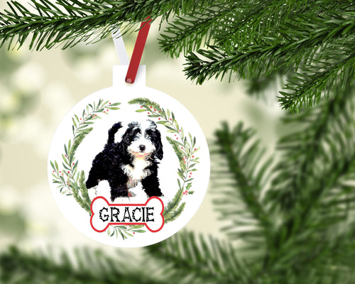 Bernedoodle Ornaments. Custom Black and White Bernedoodle Gift. Personalized Bernedoodle Ornament. Black and White Bernedoodle Mom gift!