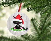 Load image into Gallery viewer, Cat Name Ornaments. Rescue Cat Gift! Personalized Christmas Gift for the Cat lover! Great Kitten Present! Cat Mom Gift! Custom Cat theme
