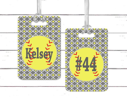 Softball Bag Tag. Monogrammed Perfect on a Softball bag or luggage! Softball gift. Great team or Coaches gift.