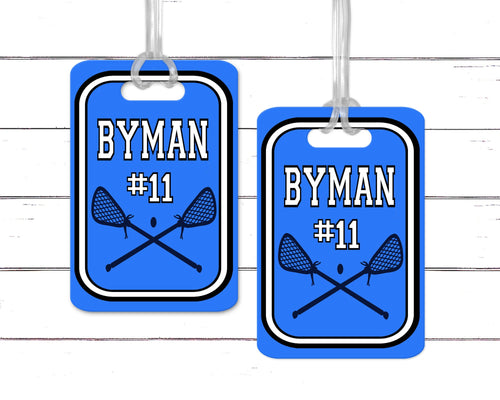 Lacrosse Bag Tag. Great LAX gifts for the team! Monogram, first or last name, and number. Any school colors can be used!