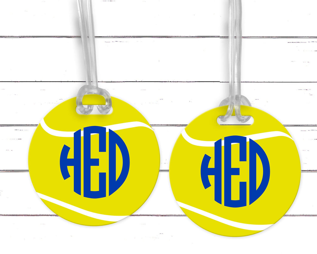 Personalized Tennis Luggage Tag. Great for a Tennis bag or diaper bag too! Tennis Birthday or Wedding gift. Monogram or full name