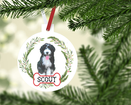 Bernedoodle Ornaments. Custom Black and White Bernedoodle Gift. Personalized Bernedoodle Ornament. Black and White Bernedoodle Mom gift!