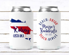 Load image into Gallery viewer, Costa Rica Party Huggers. Costa Rica Vacation Favors. Costa Rica Wedding, Bachelorette or Birthday Party Favors. Personalized Hugger
