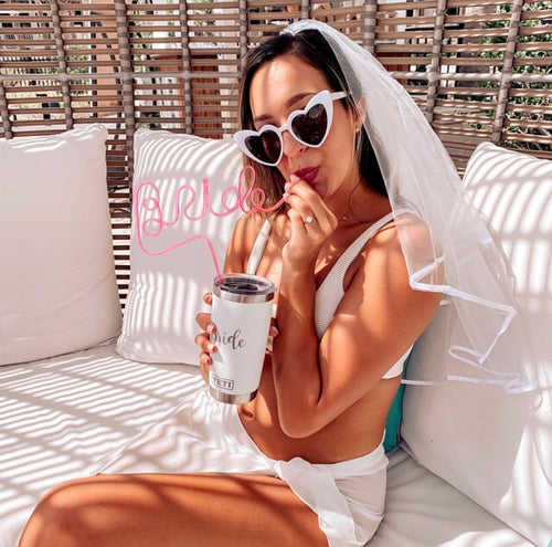 Bachelorette Party Gifts / Bachelorette Veil | Bride Straw | Heart Sunglasses | Party Veil Bridal | Bride Party Straw | Birthday Party Favor