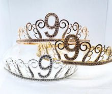 Load image into Gallery viewer, 9th Birthday tiara, 9th Birthday Gift,9th Birthday Party Tiara, 9th Birthday Crown, 9th Birthday Party Decoration, 9 Year old girl gift!
