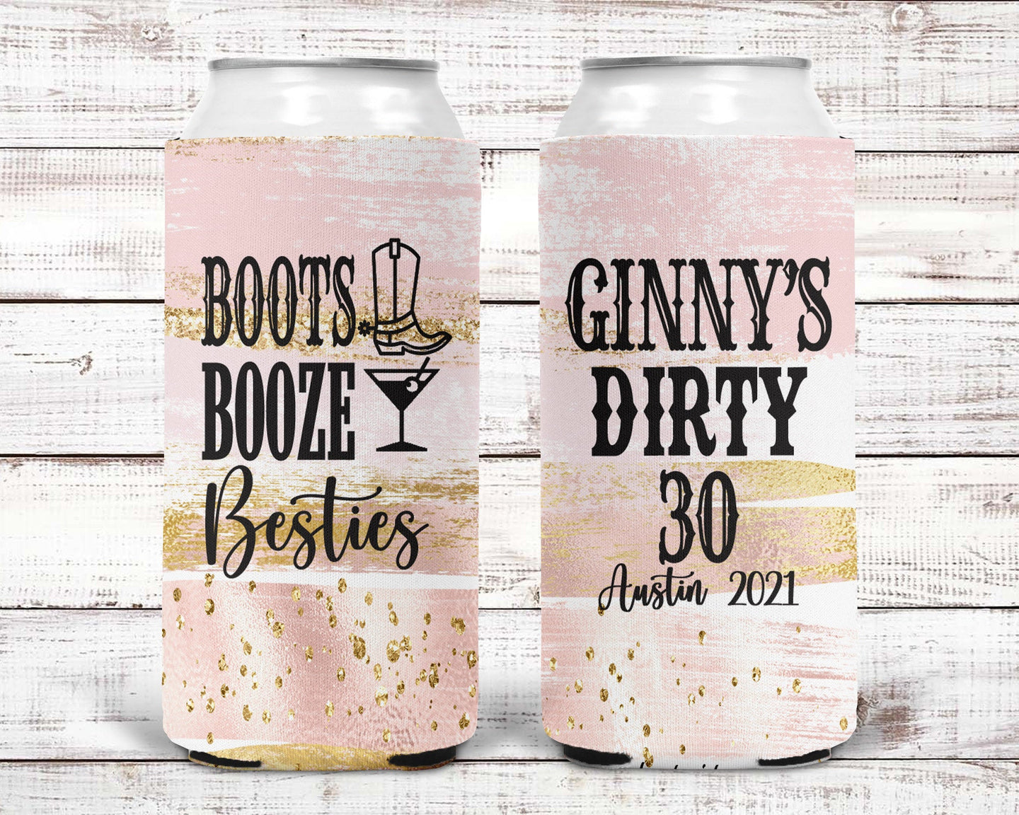 Rose Gold "Glitter" Party Huggers. Slim Can Party. Personalized Texas Bachelorette Party favors. Austin  Nashville Birthday Party Favors!