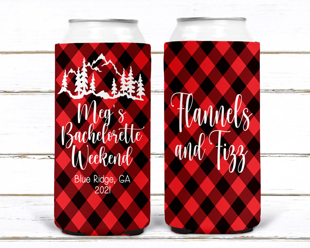 Plaid Slim party huggers. Skinny can party favors. Personalized Birthday or Bachelorette Party Favors. Slim Can Plaid bachelorette party!