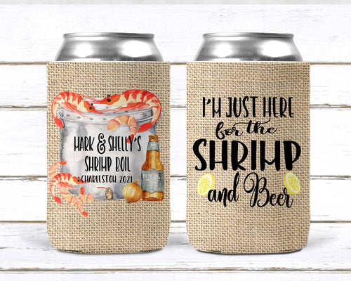 Shrimp Boil Party Huggers. Bachelorette or Birthday Low Country Boil Coolies.  Engagement or Wedding Shrimp Boil Party Favors.