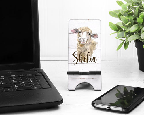 Sheep Cell Phone Stand. Custom Phone Stand, Fits most Cell phones, Personalized Lamb Phone stand, Great teacher gift, co worker gift