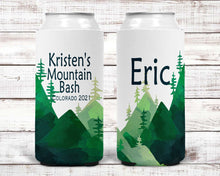 Load image into Gallery viewer, Mountain Party Can Huggers. Slim Can Wedding Favors. Asheville Bachelorette Favors. Colorado Bachelorette Party Huggers! Mountain Wedding
