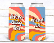 Load image into Gallery viewer, Retro Theme Party Favors. 70s theme 40 50 60 70th Birthday Party Huggers. 70&#39;s Retro Birthday or Bachelorette. 70&#39;s theme Party Favors.
