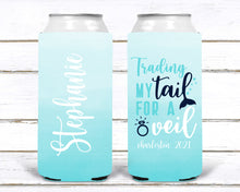 Load image into Gallery viewer, Mermaid Party huggers. Skinny can Mermaid party favors. Mermaid Bridal Shower or Bachelorette Party Favors. Beach bachelorette party!
