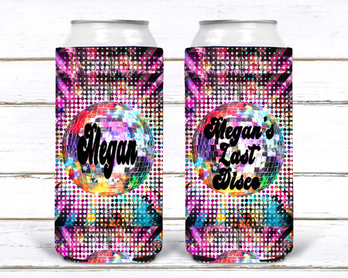 70's Disco Theme Party favors. Disco 70's Birthday Party. Disco Dirty 30! Retro disco bach party favors. Slim Can 70's theme Party Favors