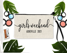 Load image into Gallery viewer, Personalized Make up bag. Great Bachelorette or Girls Weekend Favors. Birthday Favor bags. road trip bags!  21 30 40 50 60 birthday Bags!
