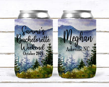 Load image into Gallery viewer, Mountain Party Can Huggers. Mountain Bachelor or Birthday Favors.Asheville Bachelorette Favors. Camping Bachelorette Party! Mountain Wedding
