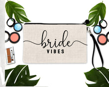 Load image into Gallery viewer, Bride Vibes Make up bag. Great Bachelorette or Bridal Shower Favors. Bridal party gifts! Bridesmaid proposal gifts!
