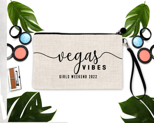 Vegas Party Linen bag. Personalized Vegas Bachelorette or Girls Weekend Favors. Bridesmaid Cosmetic Bag. Vegas Hangover Bag. Vegas Favors!