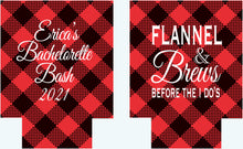 Load image into Gallery viewer, Buffalo Plaid Party Huggers. Flannel look Birthday Coolies! Plaid Bachelorette Party Favors too! Buffalo Check Huggers. Lumberjack Party!
