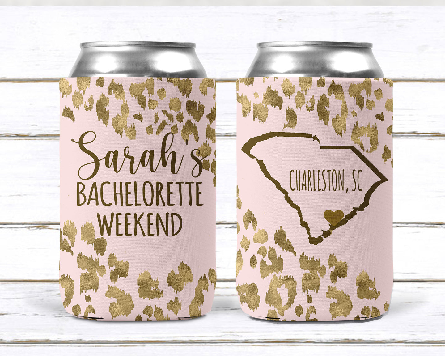 Leopard Party Huggers. Rose Gold Leopard Bachelorette or Birthday Huggers. Leopard Bachelorette Party Favors. Personalized Party Huggers!