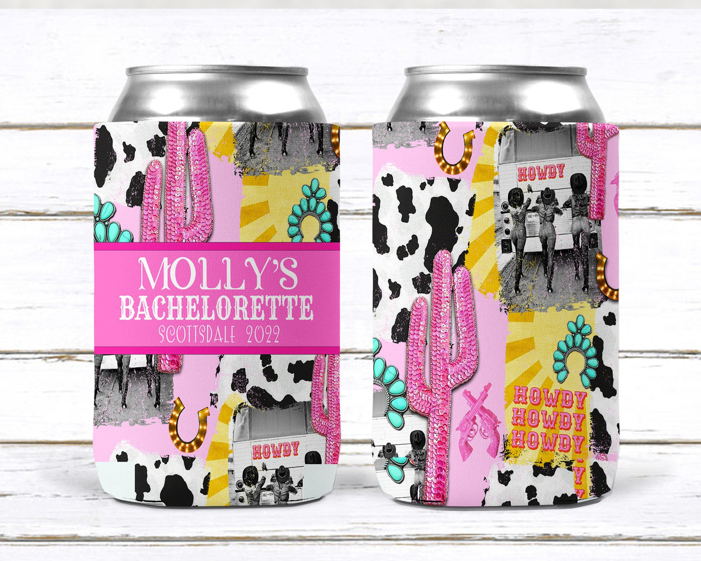 Cowgirl theme Bachelorette or Birthday Slim Can Favors. Personalized Austin or Nashville Party. Custom Disco Cowgirl Party Favors.
