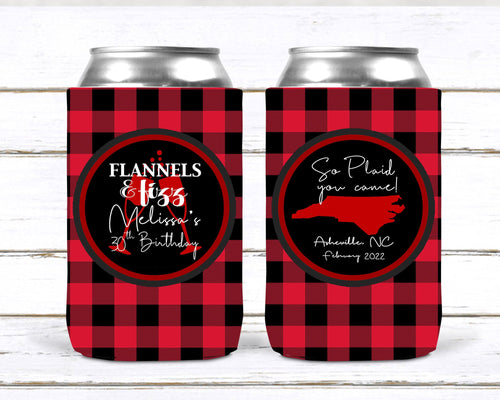 Flannel and Fizz Plaid Party Huggers. Plaid Wedding favors! Baby Shower Favors too! Plaid Birthday party favor.Flannel and Fizz Party