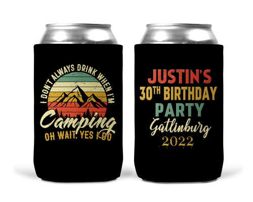 Camping Party Huggers. Bachelorette or Bachelor Camping Party Favors too! Glamping Party. Camping Birthday Favors!