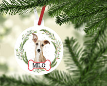 Load image into Gallery viewer, Greyhound Ornaments. Personalized Whippet Tree Ornament! Greyhound  or Whippet Gift. Custom Greyhound or Whippet Gifts! Rescue Dog Mom gift!
