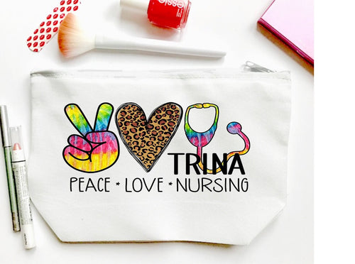 Nurse Make Up bag. Nursing School Gifts. Custom Nurse Gifts. Graduation gift! Personalized Nursing theme gift! Tie Dye Nurse bag.
