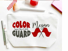 Load image into Gallery viewer, Color Guard Personalized Make Up bag. Custom Flag Core bag. Personalized Color Guard Make up Bag. Personalized Band Gift! Color Guard Gift.
