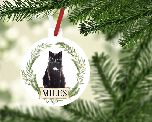 Black cat Ornament. Rescue Cat Gift! Personalized Black cat lover gift! Bombay cat Present! Cat Mom Gift! Custom Bombay cat