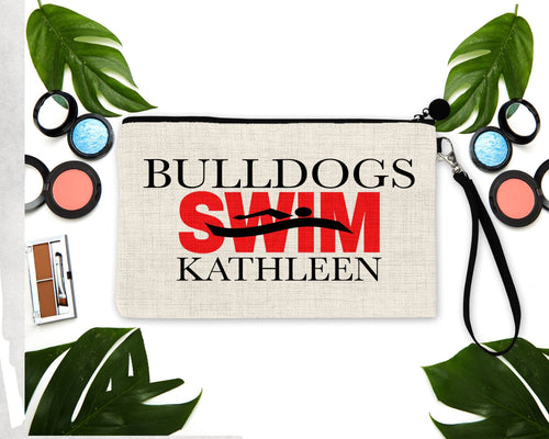 Swim Make Up bag. Custom Swimmer bag. Personalized Swim Team Bag. Swim Mom Gift! Great Swim Team Coach Gift. Swim Gift.Girls Swim Bag.