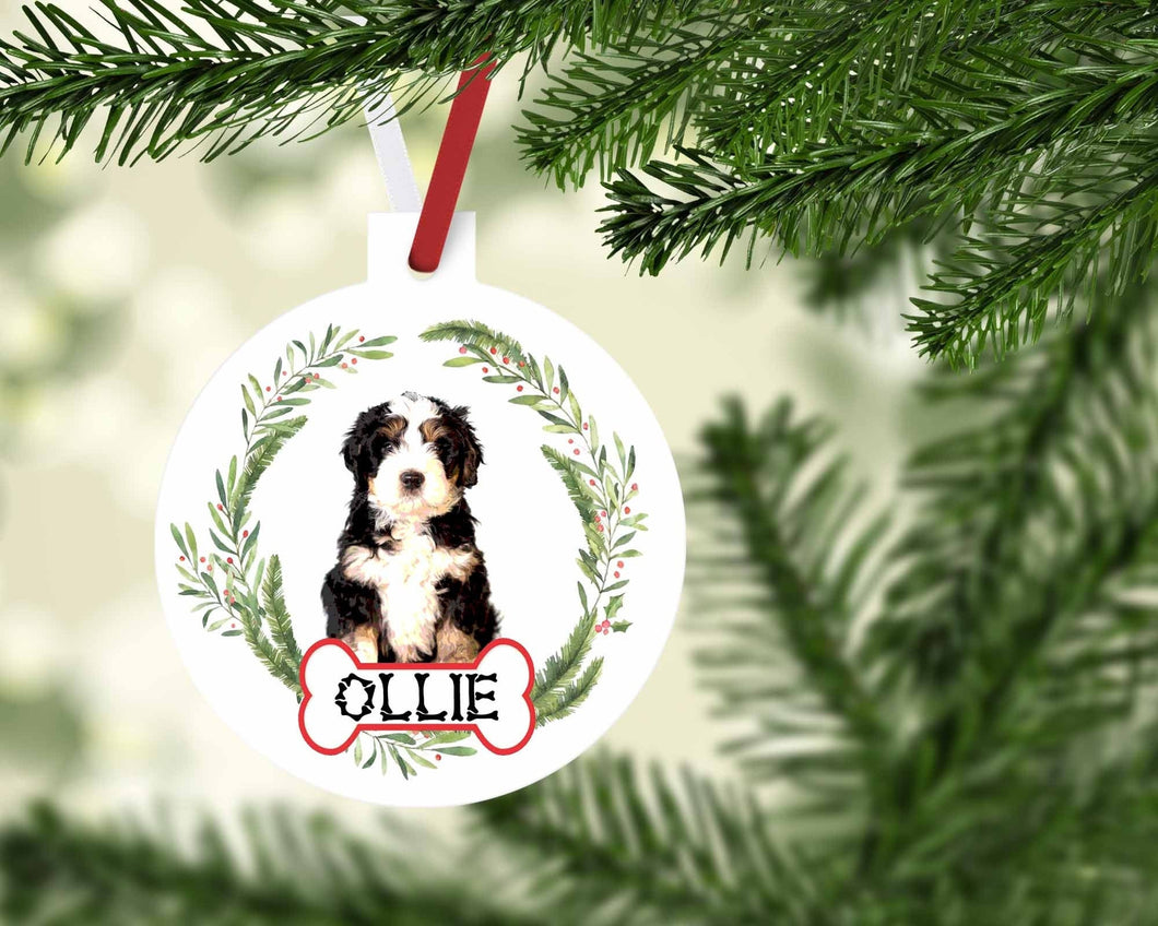 Bernedoodle Ornaments. Custom Tri color Bernedoodle Gift. Personalized Bernedoodle Puppy Ornament. Black and White Bernedoodle Mom gift!