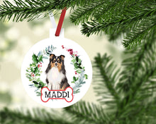 Load image into Gallery viewer, Shetland Sheepdog Ornaments. Custom Shetland Sheepdog Ornament. Personalized Shetland Sheep Dog Ornament. Perfect Shetland Sheepdog Gifts!
